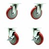 Service Caster Cooking Performance 369CASTER4 5'' Replacement Caster Set with Brakes, 4PK COO-SCC-20S514-PPUB-RED-TPU1-2-TLB-2